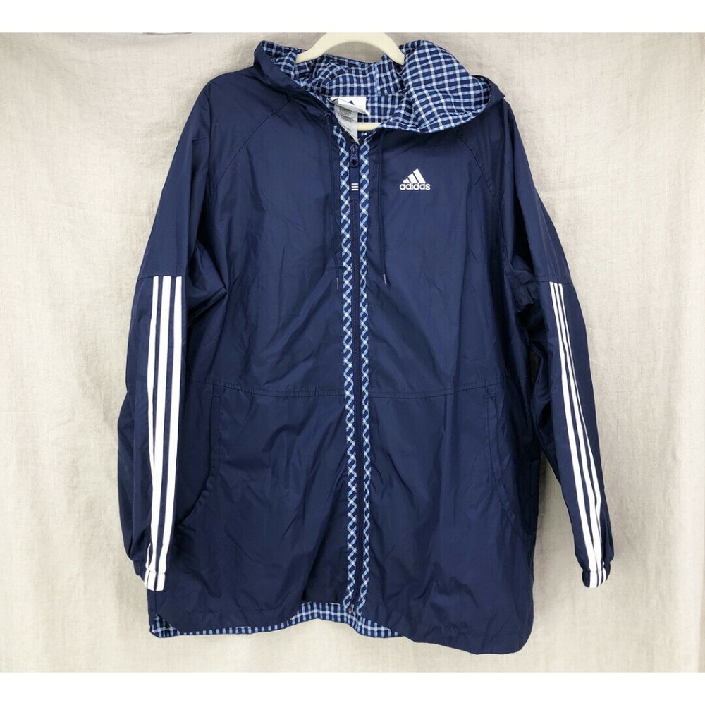 ADIDAS Plaid Three Stripe Windbreaker 1999 Vintage - Picture 1 of 7